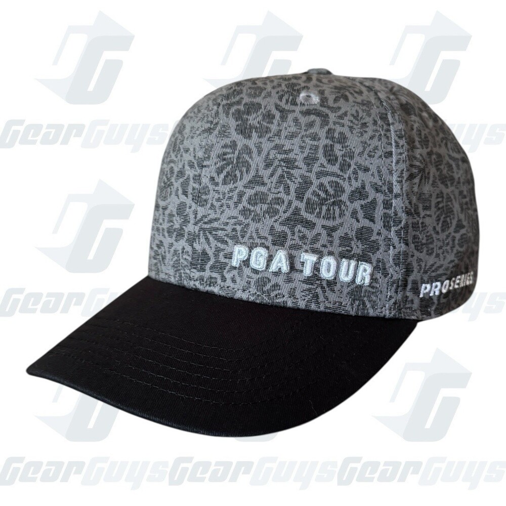 PGA Tour NWT Golf Hat Adjustable Strapback OSFA Cap Pro Series Gray Black